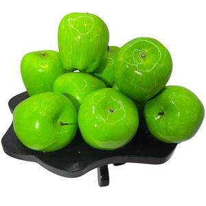Unbranded Decorative Green Apple Fruit Centerpiece OS Green Glossy Pedestal Base